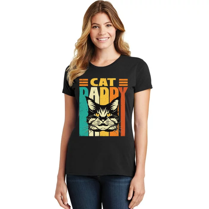 Cat Daddy Retro Vintage FatherS Day Pet Lover Women's T-Shirt