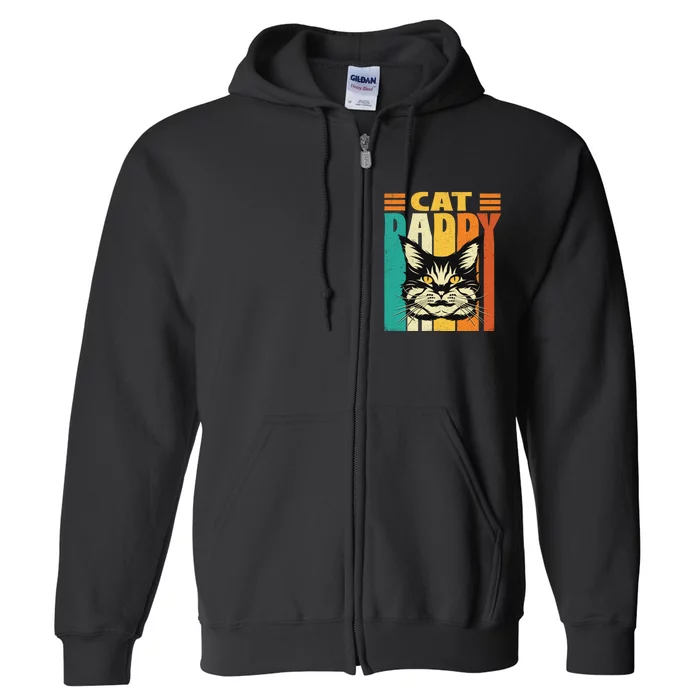 Cat Daddy Retro Vintage FatherS Day Pet Lover Full Zip Hoodie