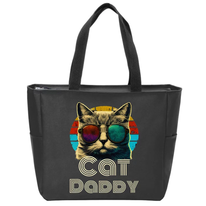 Cat Daddy, Retro Cat Dad, 80s, 90s, Vintage Zip Tote Bag