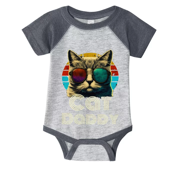 Cat Daddy, Retro Cat Dad, 80s, 90s, Vintage Infant Baby Jersey Bodysuit