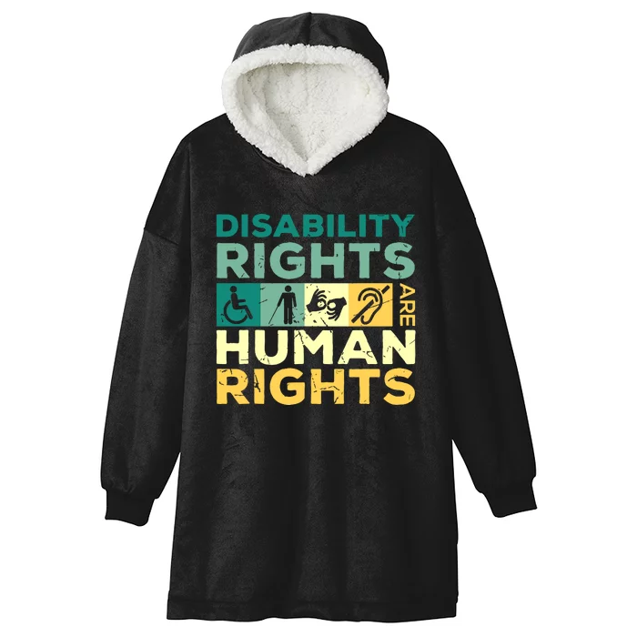 Cool Disability Rights Are Human Rights Support Caregivers Hooded Wearable Blanket