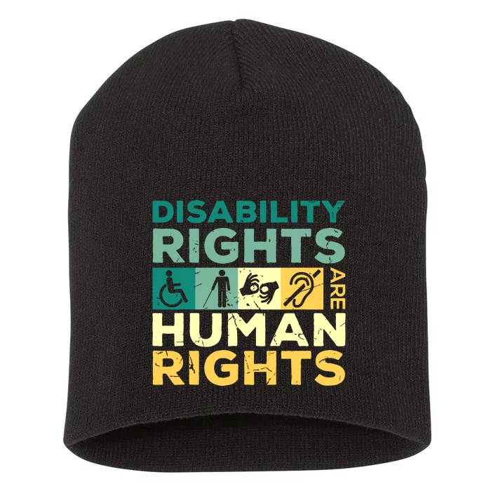 Cool Disability Rights Are Human Rights Support Caregivers Short Acrylic Beanie