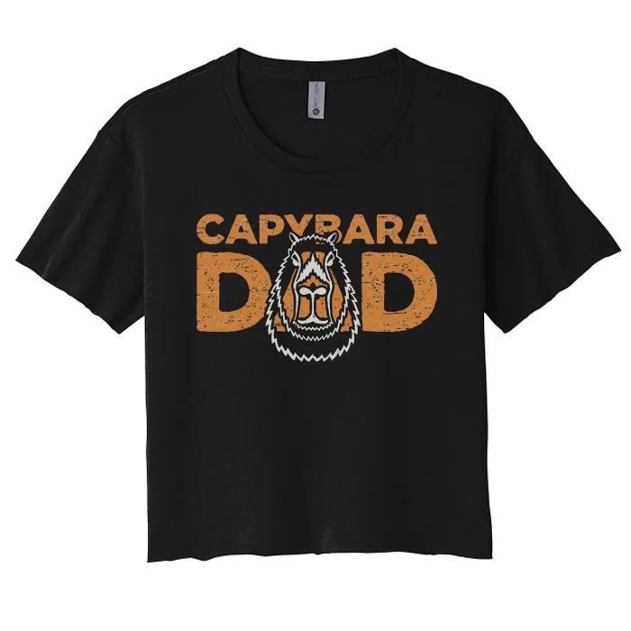 Capybara Dad Rodent Animals Vintage Capybaras Women's Crop Top Tee