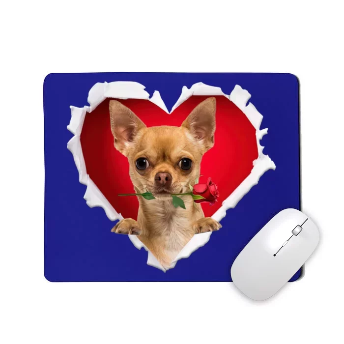 Chihuahua Dog Rose Heart Valentines Day Couple Gift Mousepad