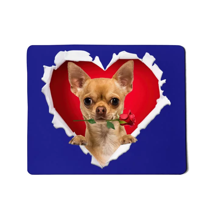 Chihuahua Dog Rose Heart Valentines Day Couple Gift Mousepad