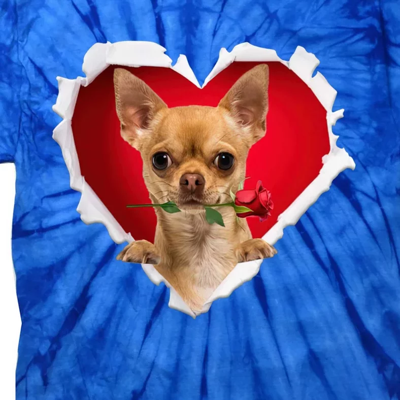 Chihuahua Dog Rose Heart Valentines Day Couple Gift Tie-Dye T-Shirt