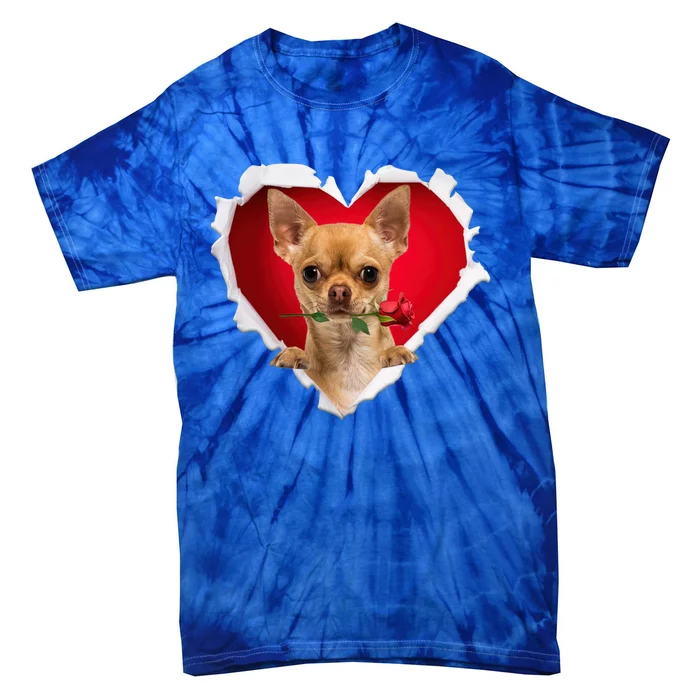 Chihuahua Dog Rose Heart Valentines Day Couple Gift Tie-Dye T-Shirt