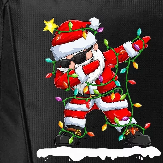 christmas dabbing santa  xmas stree lights City Backpack