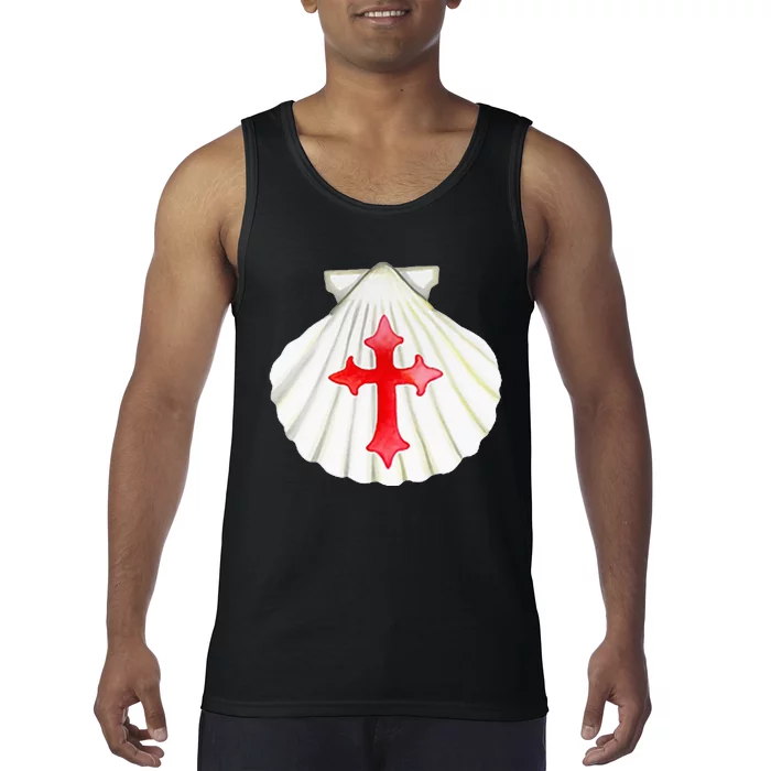 Camino De Santiago Pilgrim Cross Shell Tank Top