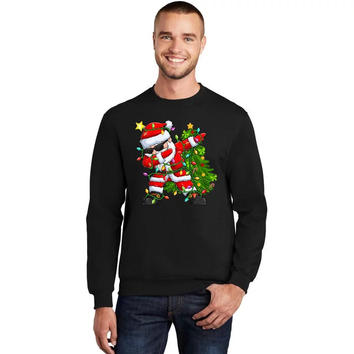 Christmas Dabbing Santa Tree Lights Xmas Gifts Tall Sweatshirt