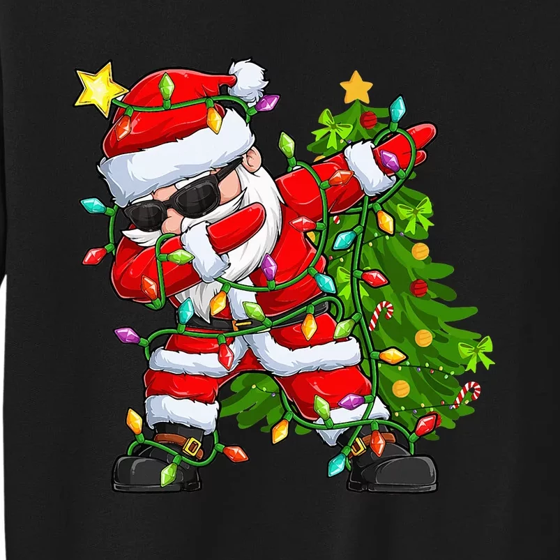 Christmas Dabbing Santa Tree Lights Xmas Gifts Tall Sweatshirt