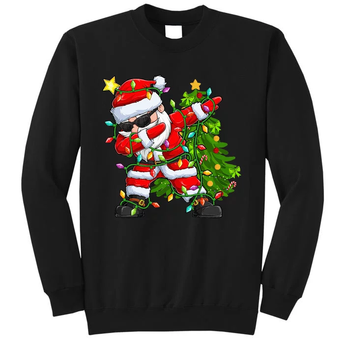 Christmas Dabbing Santa Tree Lights Xmas Gifts Tall Sweatshirt