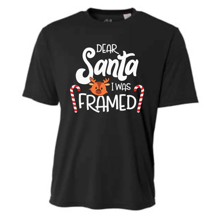 Christmas Dear Santa I Was Framed Xmas Holiday Cooling Performance Crew T-Shirt