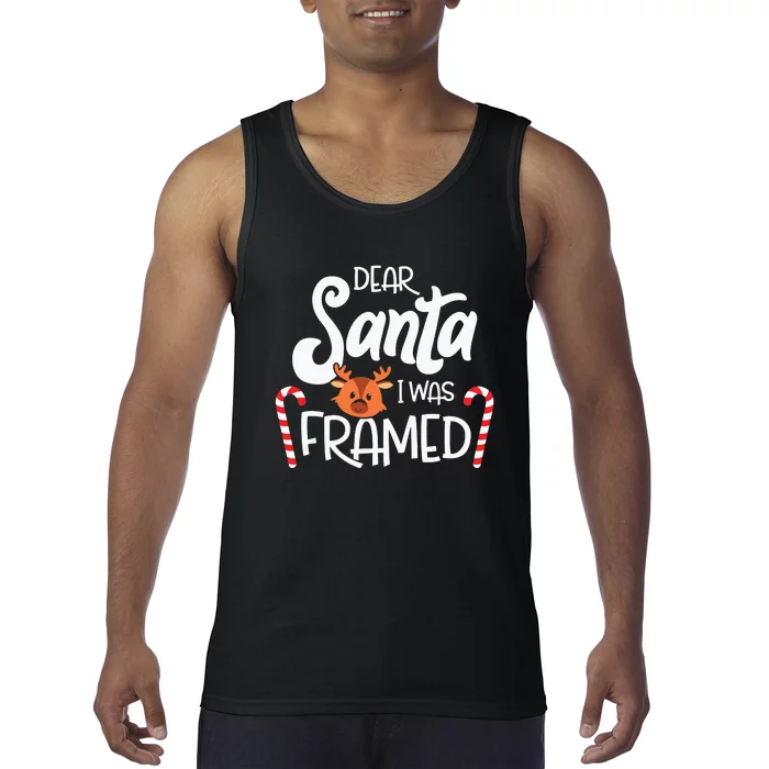 Christmas Dear Santa I Was Framed Xmas Holiday Tank Top