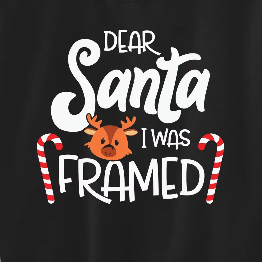 Christmas Dear Santa I Was Framed Xmas Holiday Kids Sweatshirt