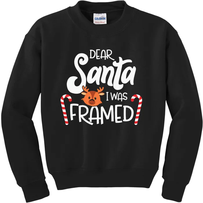 Christmas Dear Santa I Was Framed Xmas Holiday Kids Sweatshirt