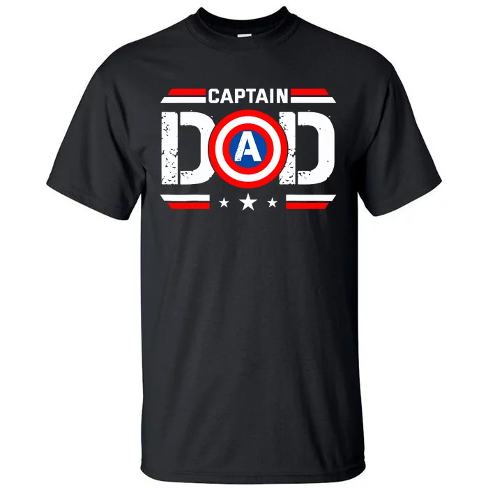 Captain Dad Superhero Funny Men Fathers Day Vintage Dad Tall T-Shirt