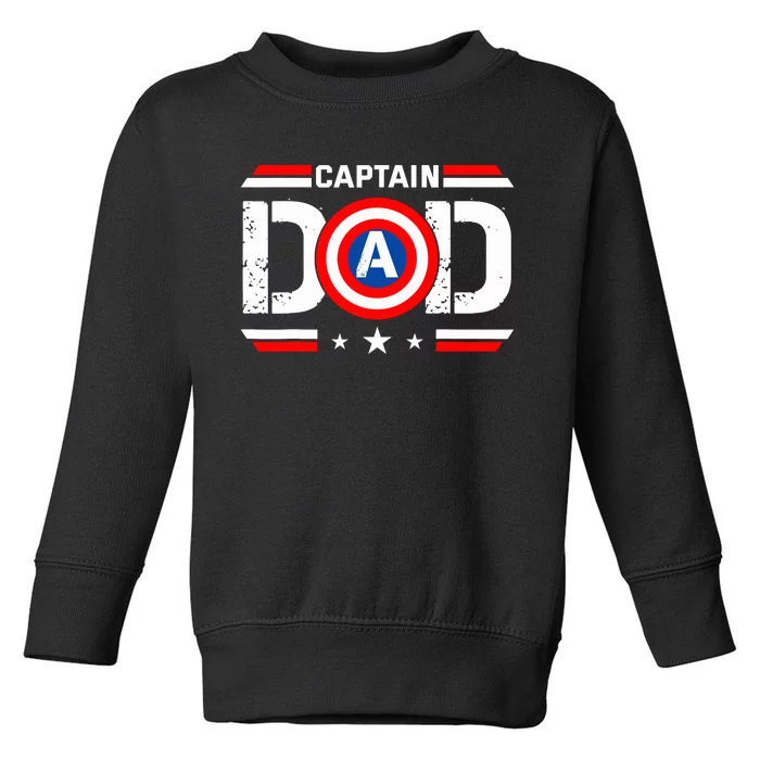 Captain Dad Superhero Funny Men Fathers Day Vintage Dad Toddler Sweatshirt