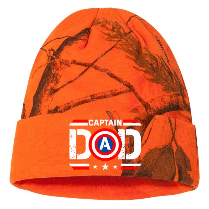 Captain Dad Superhero Funny Men Fathers Day Vintage Dad Kati - 12in Camo Beanie