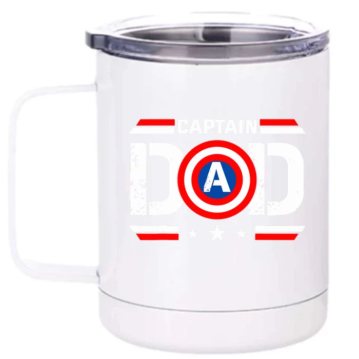 Captain Dad Superhero Funny Men Fathers Day Vintage Dad Front & Back 12oz Stainless Steel Tumbler Cup