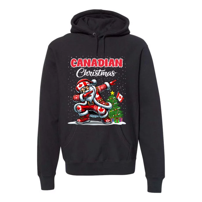 Canada Dabbing Santa Christmas Canada Flag Premium Hoodie