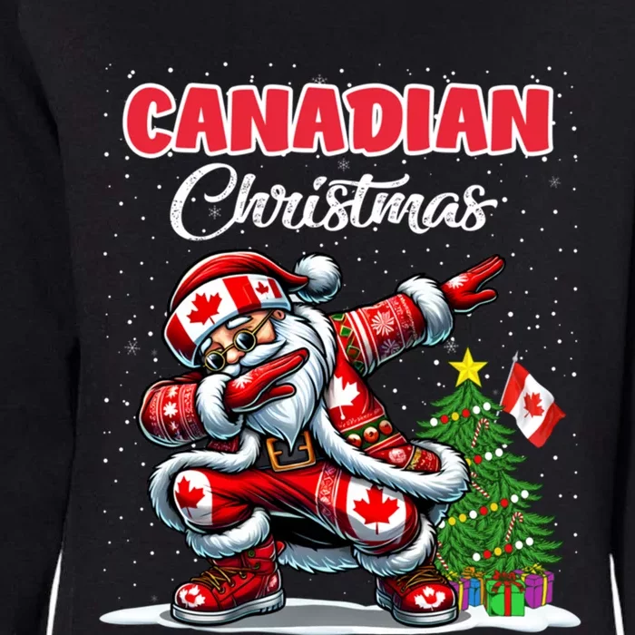 Canada Dabbing Santa Christmas Canada Flag Womens California Wash Sweatshirt