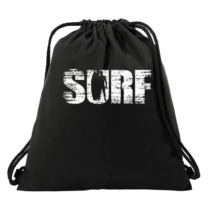 Cool distressed surfing for surfers Drawstring Bag