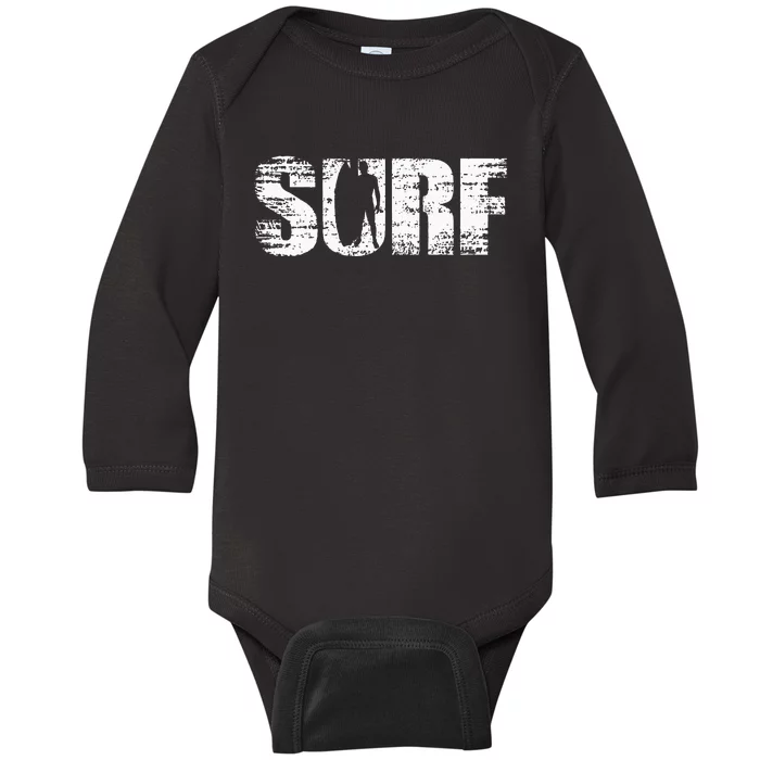 Cool distressed surfing for surfers Baby Long Sleeve Bodysuit