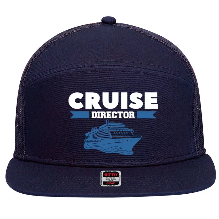 Cruise Director Ship Cruising Vacation Captain 7 Panel Mesh Trucker Snapback Hat