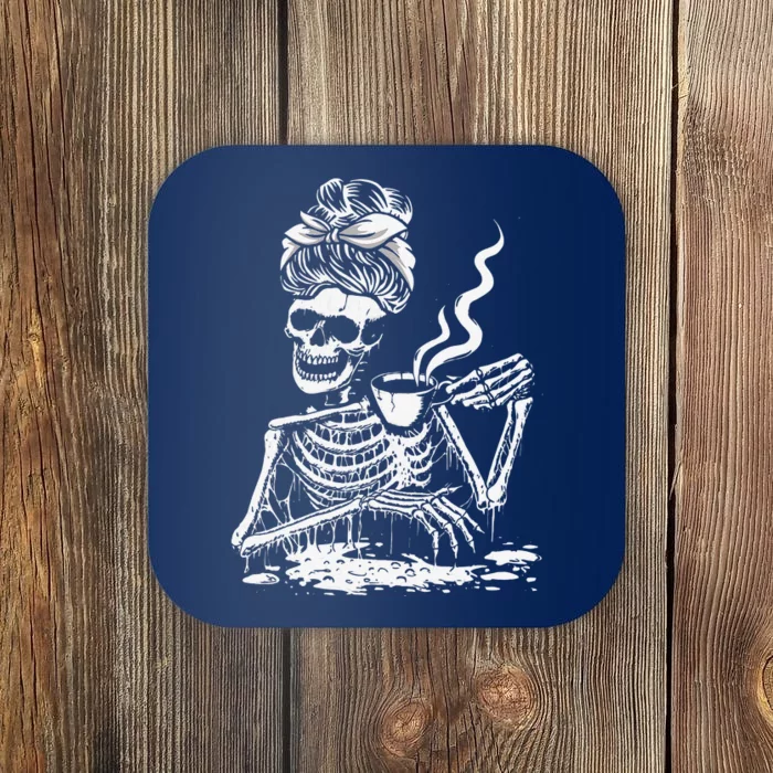 Coffee Drinking Skeleton Lazy DIY Halloween Costume Women Funny Coaster