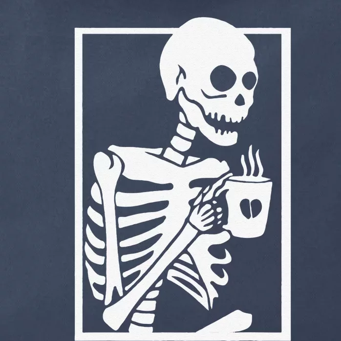 Coffee Drinking Skeleton Lazy DIY Halloween Costume Women Love Zip Tote Bag