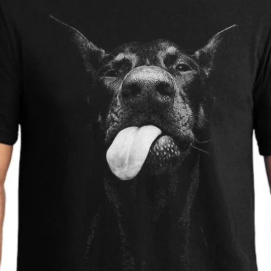 Cool Doberman Sticking Tongue Out In Playful Defiance Pajama Set