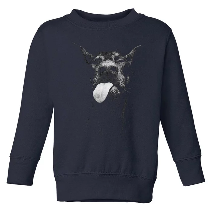 Cool Doberman Sticking Tongue Out In Playful Defiance Toddler Sweatshirt