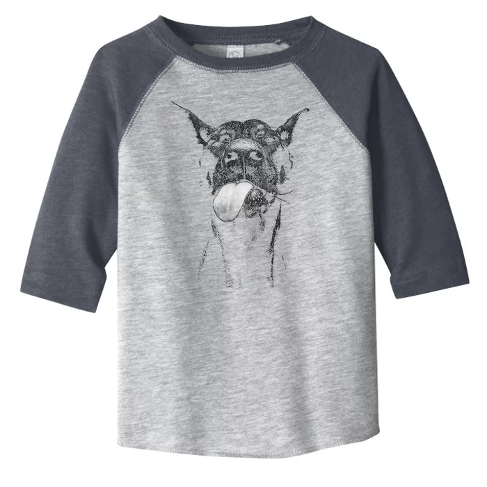 Cool Doberman Sticking Tongue Out In Playful Defiance Toddler Fine Jersey T-Shirt