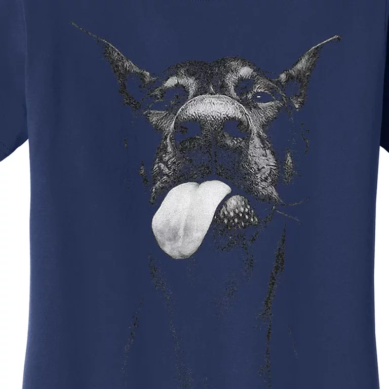 Cool Doberman Sticking Tongue Out In Playful Defiance Women's T-Shirt