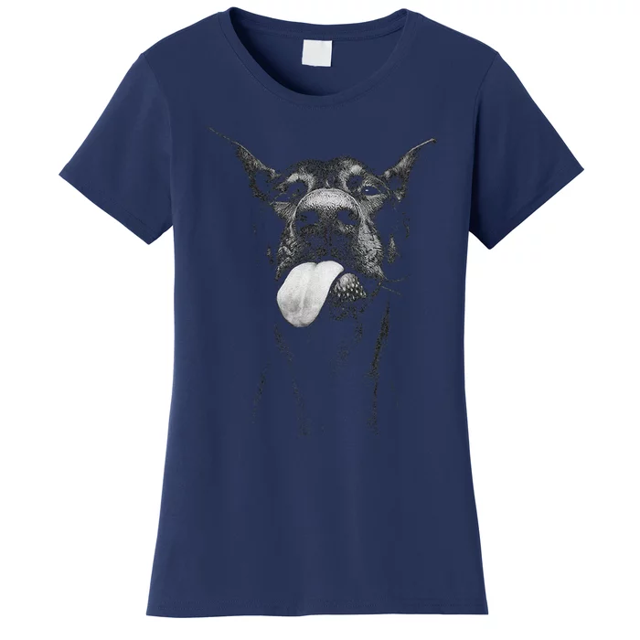 Cool Doberman Sticking Tongue Out In Playful Defiance Women's T-Shirt