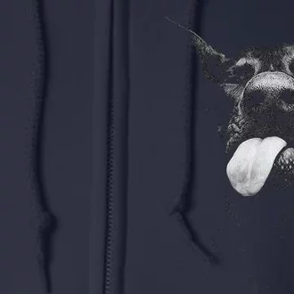 Cool Doberman Sticking Tongue Out In Playful Defiance Full Zip Hoodie