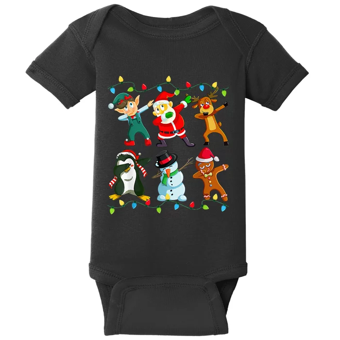 Christmas Dabbing Santa Elf Deer Friends Xmas Baby Bodysuit