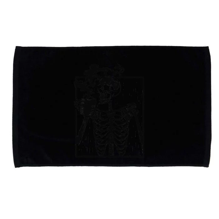 Coffee Drinking Skeleton Skull Halloween Costume Microfiber Hand Towel