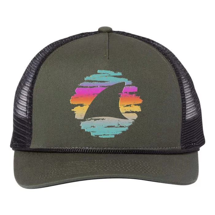 Colorful Distressed Shark Fin Retro Rope Trucker Hat Cap