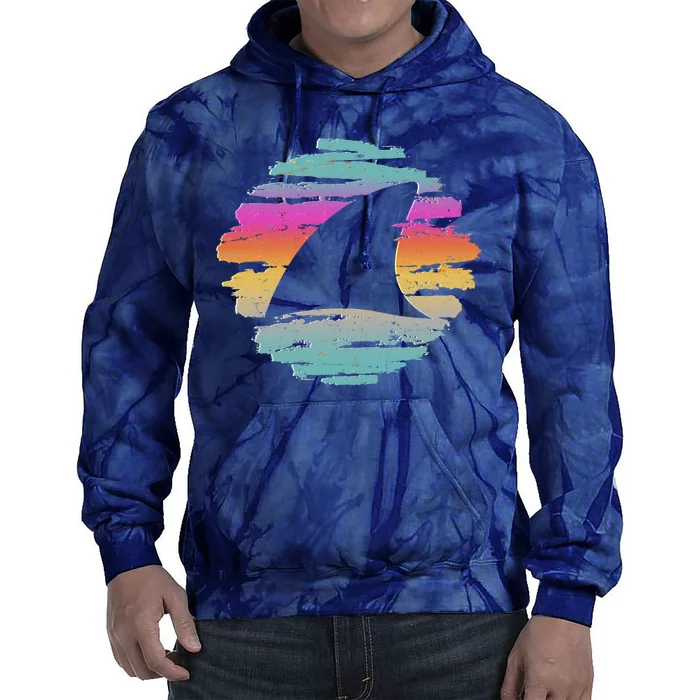 Colorful Distressed Shark Fin Tie Dye Hoodie