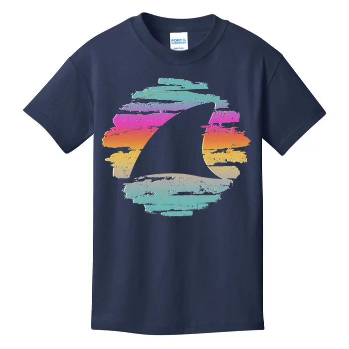 Colorful Distressed Shark Fin Kids T-Shirt