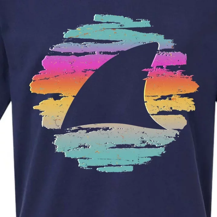 Colorful Distressed Shark Fin Sueded Cloud Jersey T-Shirt