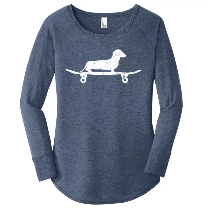 Cool Dachshund Skateboard Sausage Dog Lover Gift Women's Perfect Tri Tunic Long Sleeve Shirt