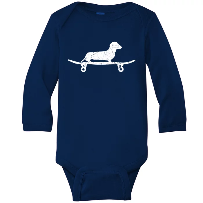 Cool Dachshund Skateboard Sausage Dog Lover Gift Baby Long Sleeve Bodysuit