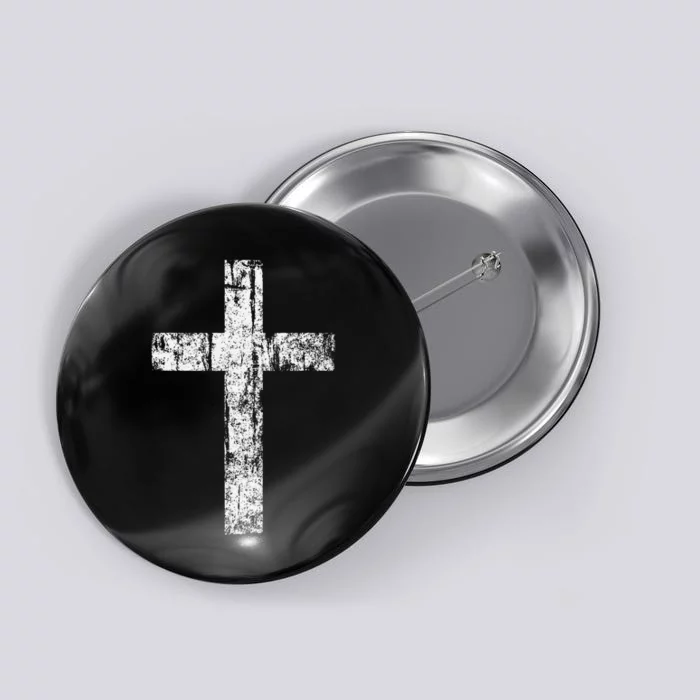 Cross Distressed Style Inspirational Christian Faith Button