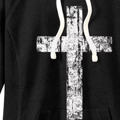 Cross Distressed Style Inspirational Christian Faith Women's Fleece Hoodie