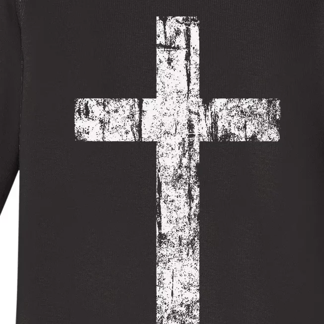 Cross Distressed Style Inspirational Christian Faith Baby Long Sleeve Bodysuit