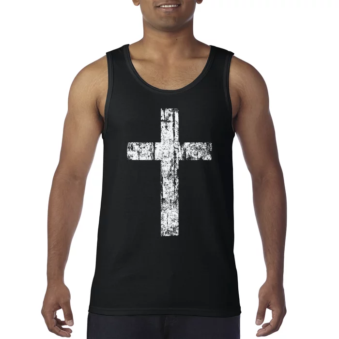 Cross Distressed Style Inspirational Christian Faith Tank Top