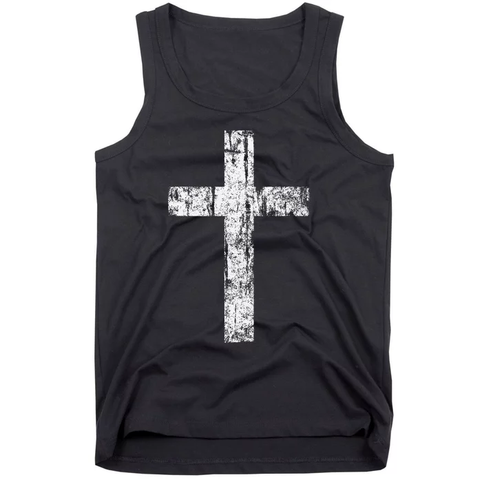 Cross Distressed Style Inspirational Christian Faith Tank Top